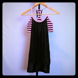 Lululemon Black Tank with built in Pink Bra